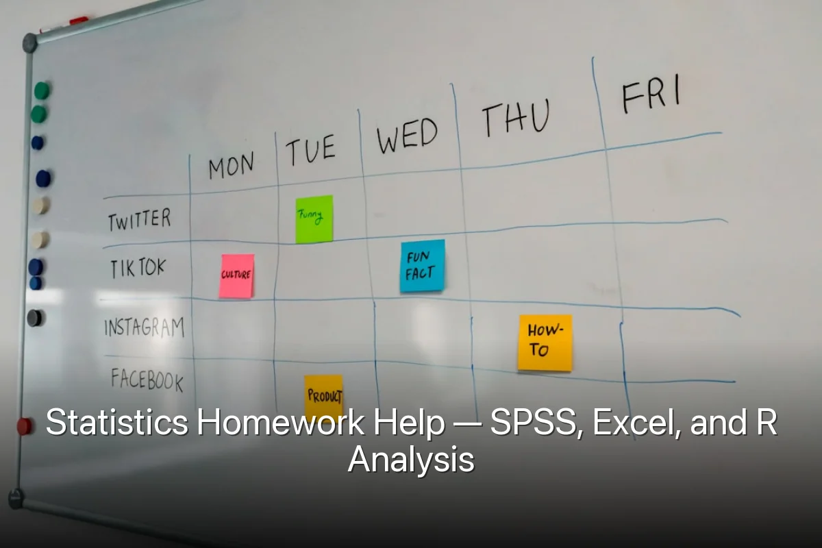 Statistics Homework Help — SPSS, Excel, and R Analysis